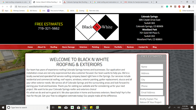 Black N White Roofing & Exteriors' Homepage