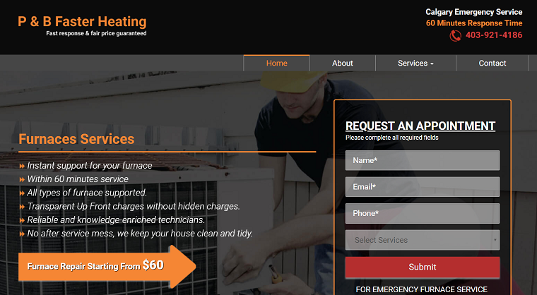 P & B Faster Heating's Homepage