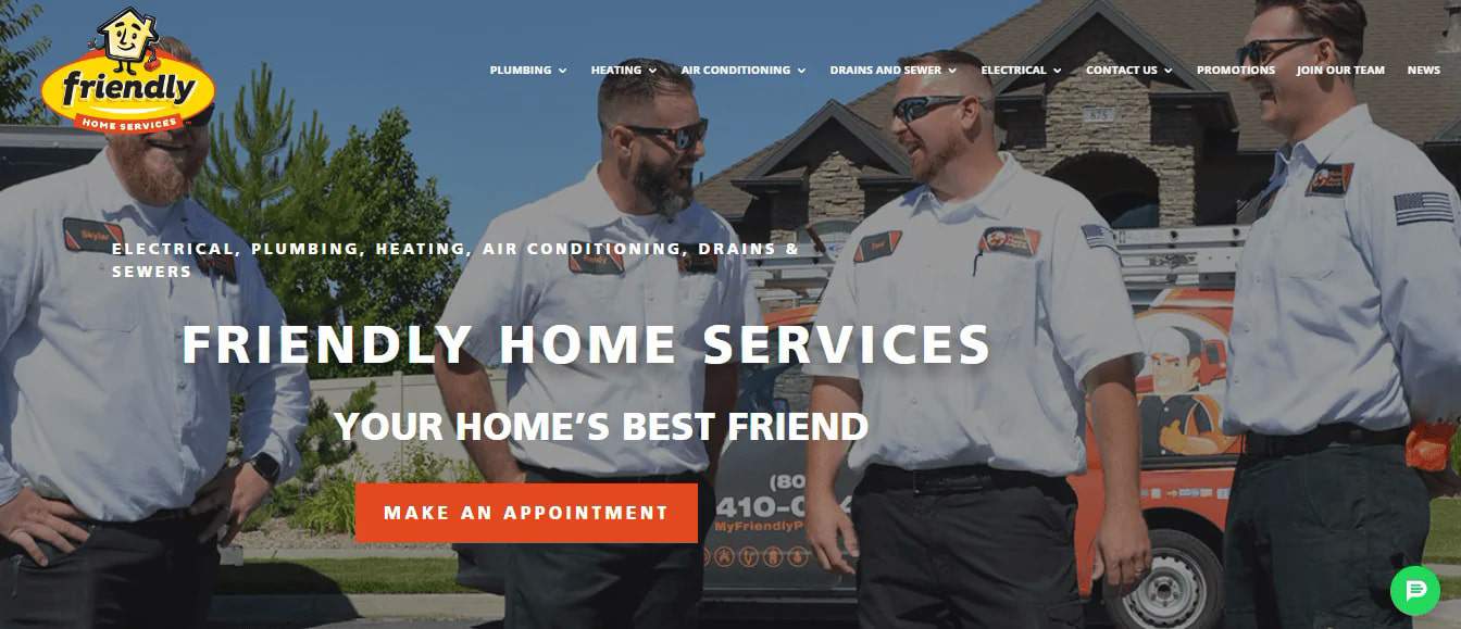 Friendly Home Services' Homepage