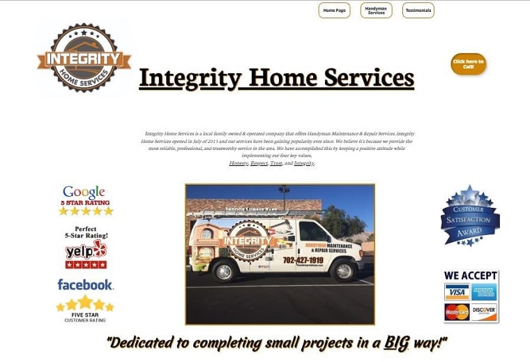 Integrity Home Services' Homepage