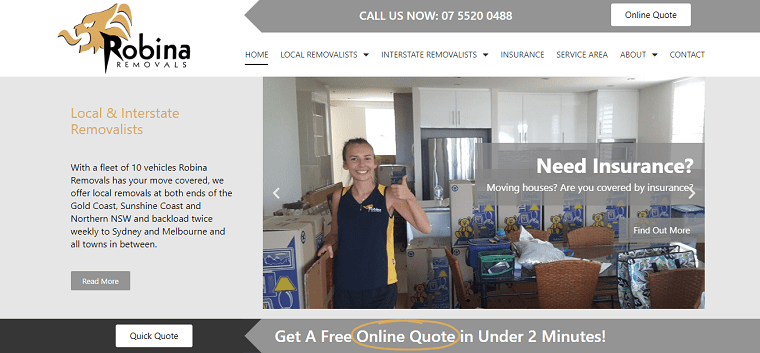 Robina Removals' Homepage