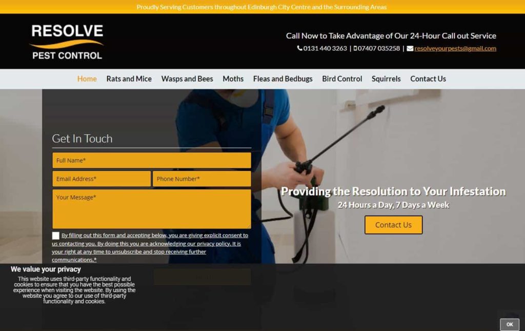 Resolve Pest Control's Homepage