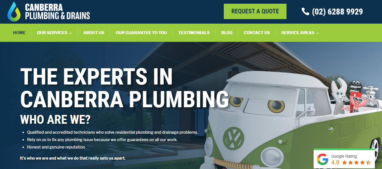 Canberra Plumbing & Drains' Homepage