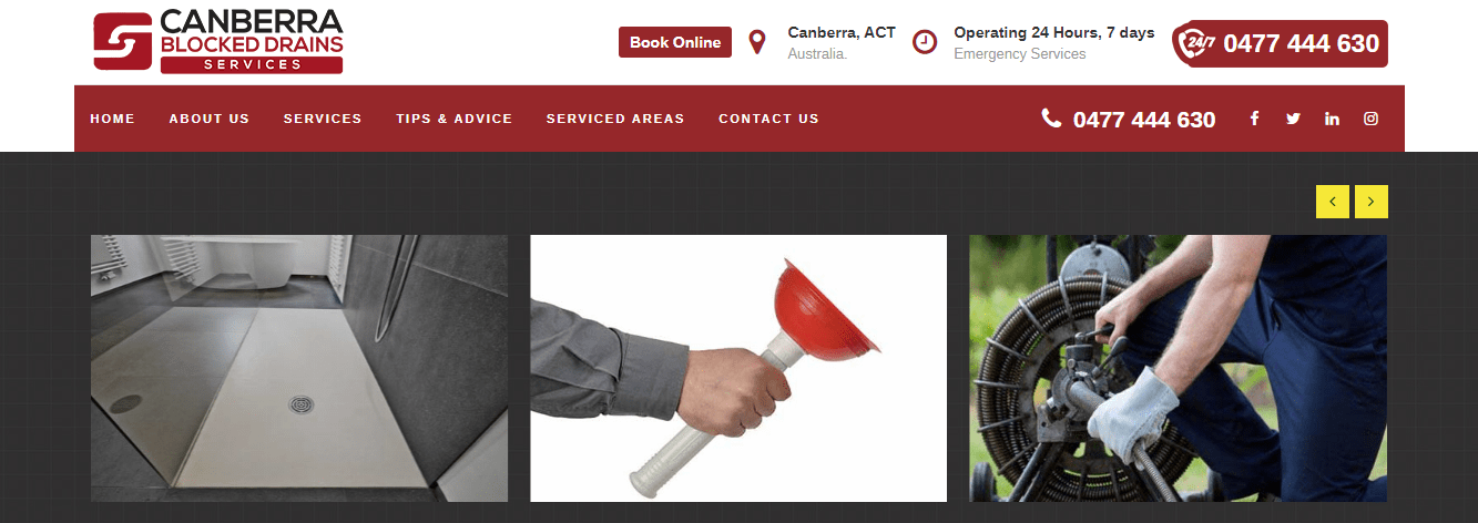 Canberra Blocked Drains Services' Homepage