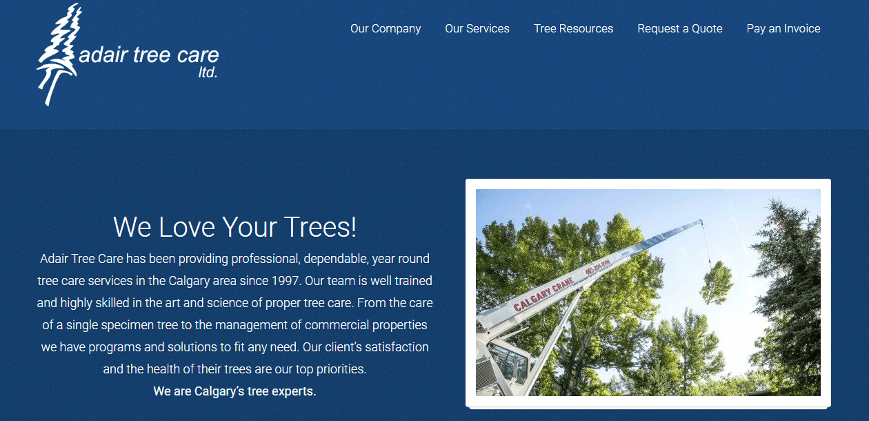 Adair Tree Care Ltd.'s Homepage