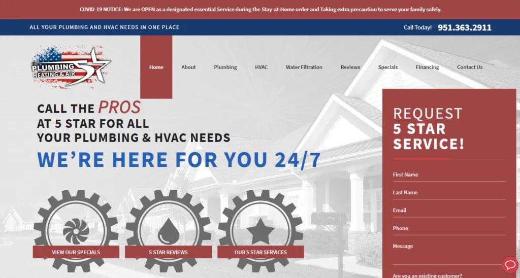 5 Star Plumbing, Heating, and Air's Homepage