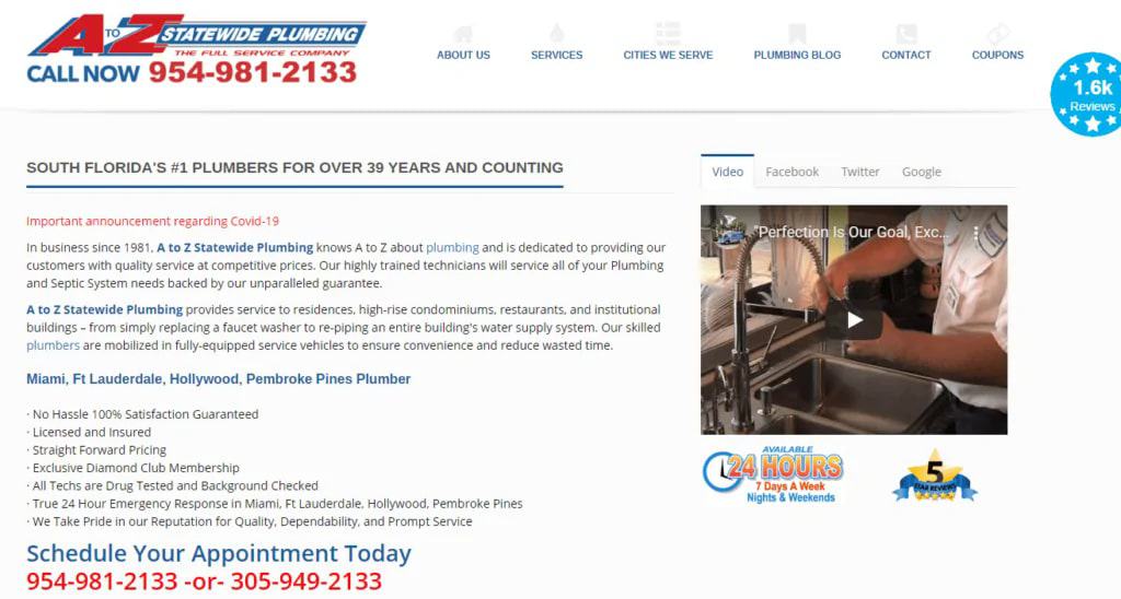 A to Z Statewide Plumbing's Homepage