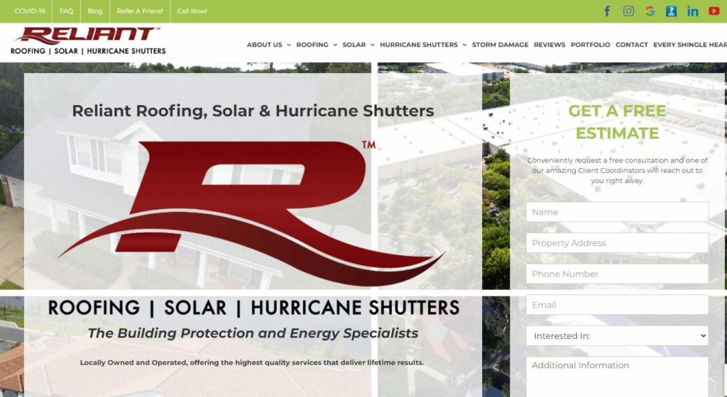 Reliant Roofing's Homepage