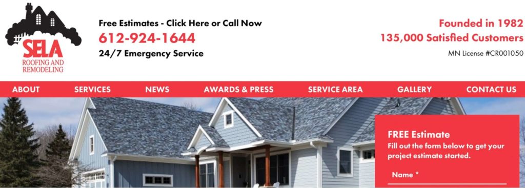 Sela Roofing & Remodeling's Homepage