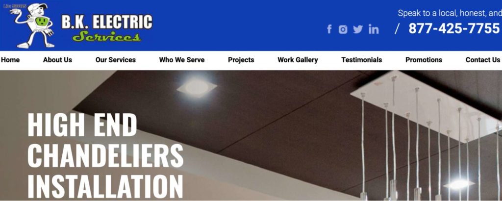 B.K. Electric Services Inc.'s Homepage