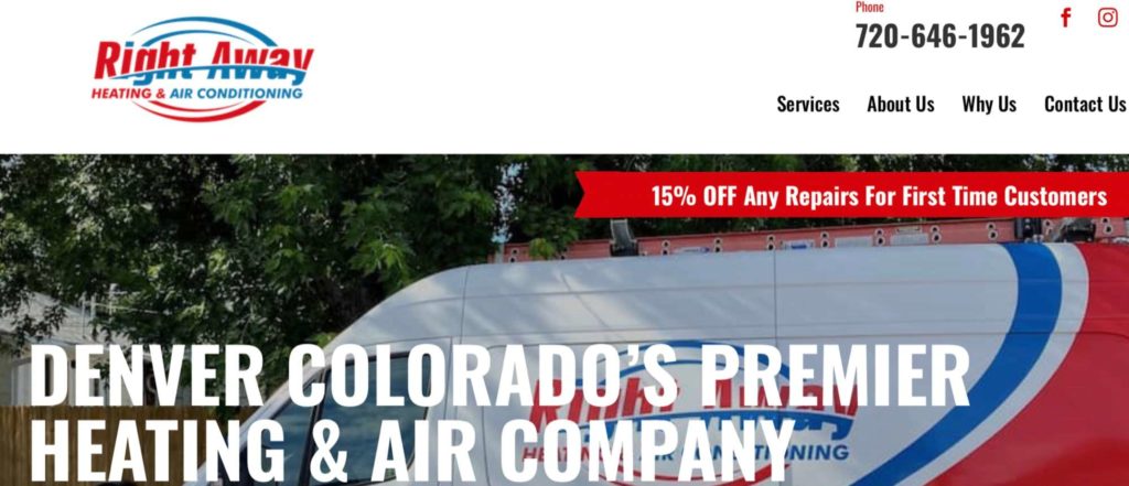 Right Away Heating & Air Conditioning's Homepage