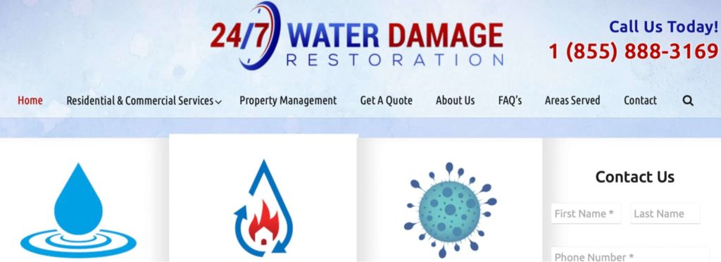 24/7 Water Damage Restoration's Homepage