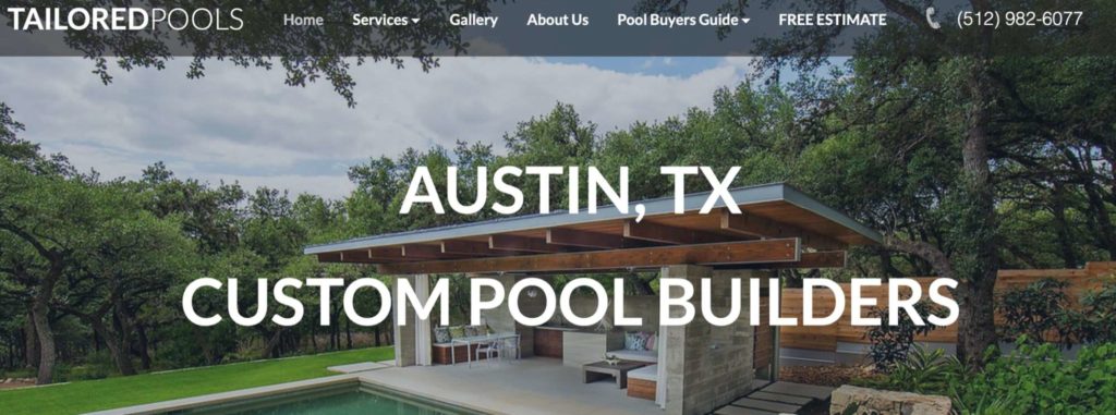 Tailored Pools' Homepage